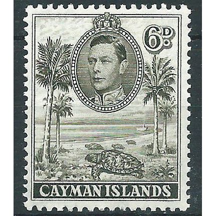 Cayman Islands 1947 SG122b 6d Brown Olive Perf 11.5x13 Mounted Mint....