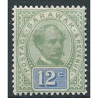 Sarawak 1888 SG16 12c Green & Blue Mounted Mint....