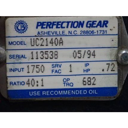 NEW PERFECTION GEAR UC2140A GEAR REDUCER,43072,RATIO: 40:1,SHAFT DIAMETER:1",AZ