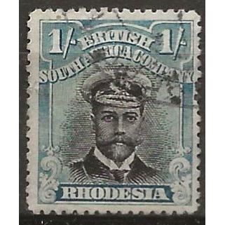 Rhodesia 1913 SG248 1/- Black & Deep Turquoise-Blue Fine/Very Fine Used .