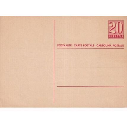 Switzerland 20c prepaid postal stationary postcard unused VGC