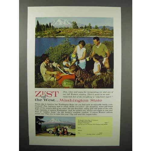 1961 Washington Tourism Ad - Zest of The West