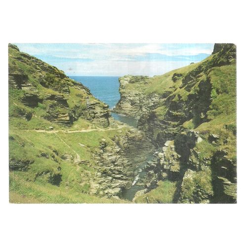 ROCKY VALLEY, TINTAGEL , CORNWALL used postcard by Salmon 1987 postmark =