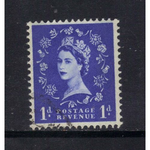 GB 1960 QE2 1d Ultramarine Wilding SG 611 Wmk 179 Phos used ( H927 )