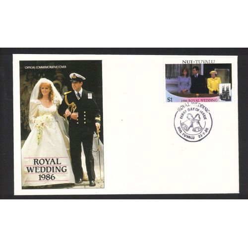 NUI-TUVALU 1986 ROYAL WEDDING $1 WEDDING COUPLE FIRST DAY COVER FDC