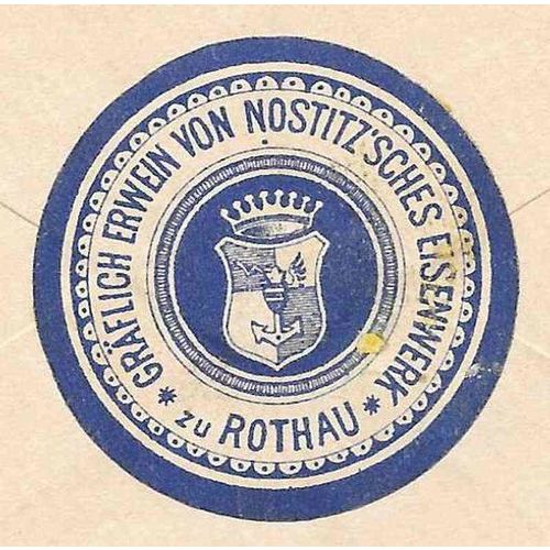 Austria 1892 with Business Label, Rohrau to Falkenau, nice markings