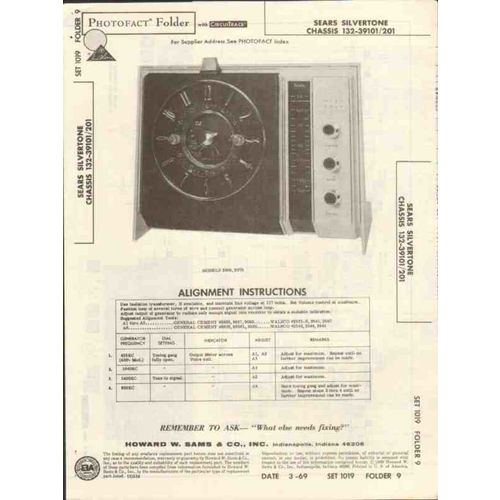 SEARS SILVERTONE model 132-39101 201 clock radio Sams Photofact manual