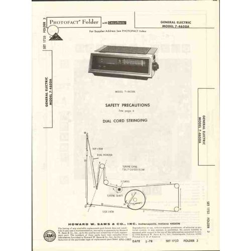 GENERAL ELECTRIC model 7-4650A AM FM clock radio Sams Photofact manual
