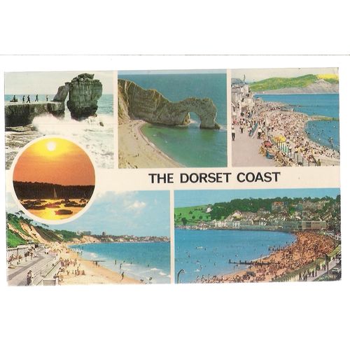 THE DORSET COAST, multiview unused vintage postcard by colurmaster #