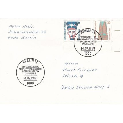 Berlin 1988 Tourist Sights FDC Berlin 12 special cancel written VGC
