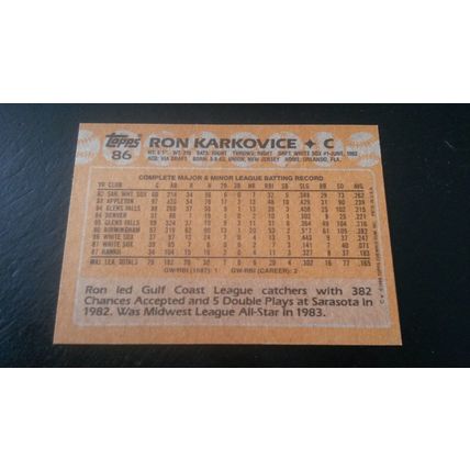 1988 Topps Card # 086 Ron Karkovice Excellent-Mint (6) Chicago White Sox