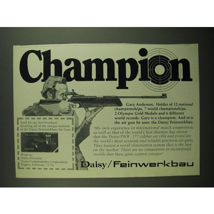 1976 Daisy/Feinwerkbau Air Rifle Advertisement - Champion