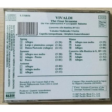 CD Vivaldi THE FOUR SEASONS Capella ISTROPOLITANA / Takako Nishizaki
