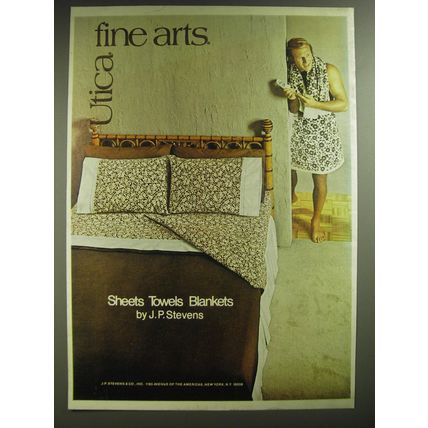 1974 J.P. Stevens Utica Fine Arts Linens Ad - Utica Fine Arts by J.P. Stevens