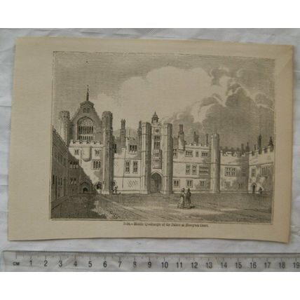 1860s engraving - Middle Quadrangle off the Palace at Hamtpn Court