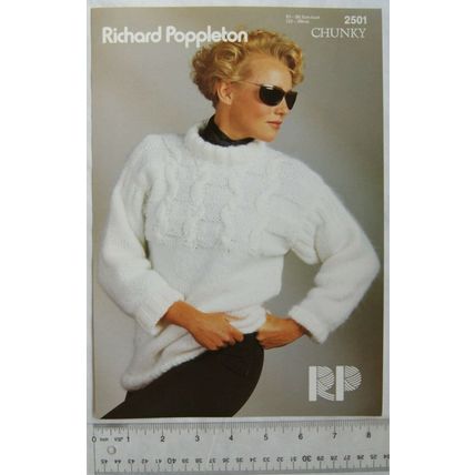 Vintage: Richard Poppleton 2501 ladies cabled yoke sweater, chunky