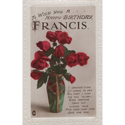 Happy Birthday A Name Called Francis Antique Real Photo Postcard
