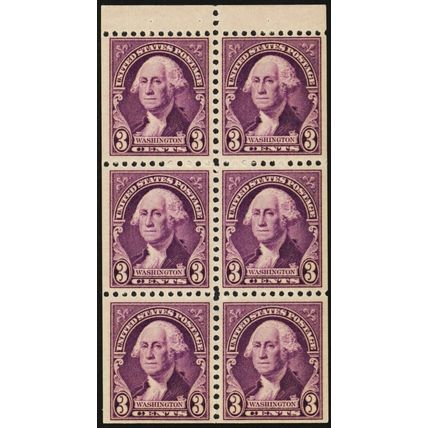 720b, Mint VF NH 3¢ Booklet Pane of Six * Stuart Katz