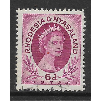 RHODESIA & NYASALAND 1954 6d PURPLE QE II SG 7 FINE USED#