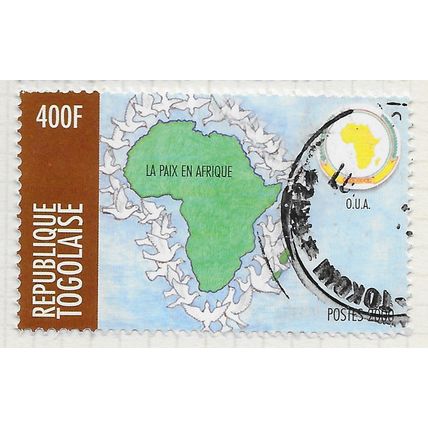 TOGO 2000 AFRICAN UNION ORGANISATION PEACE MAP AFRICA DOVES 400F OUA EMBLEM SHAD