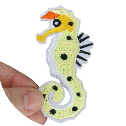 Seahorse Iron On Patch Badge Sew Motif Applique Sea Life 10 cm X 5 cm P641