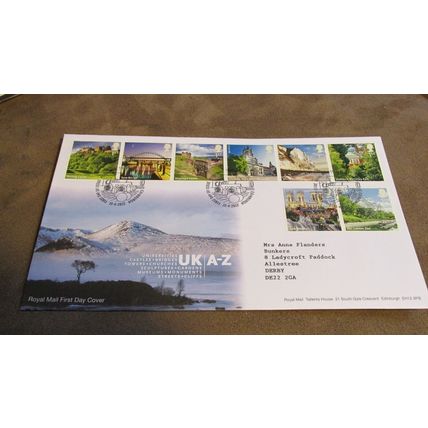 2012 FDC GB Cover - UK A-Z Landscapes - Stirling, Newcastle, York, London Zoo ++