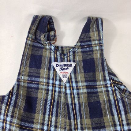 OshKosh B'gosh Baby Boy Infant Blue/Green Plaid Overalls Size 3 Months New w/Tag