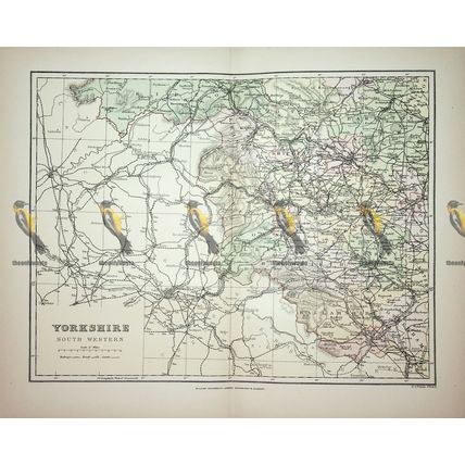 Yorkshire (South Western), England, Map, Book Illustration (Print), 1895