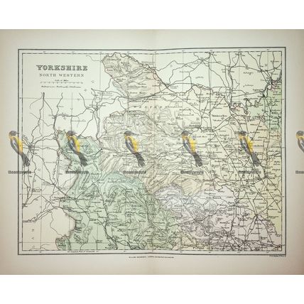 Yorkshire (North Western), England, Map, Book Illustration (Print), 1895