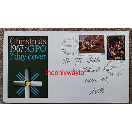 1967 Christmas 1967, Swindon Postmark, GPO FDC