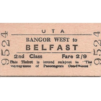 U.T.A. Edmondson Ticket - Bangor West to Belfast