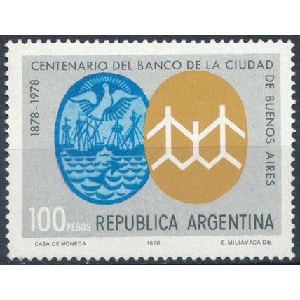 Centenary Bank of Buenos Aires - Argentina 1978 - MNH - MiNr 1355