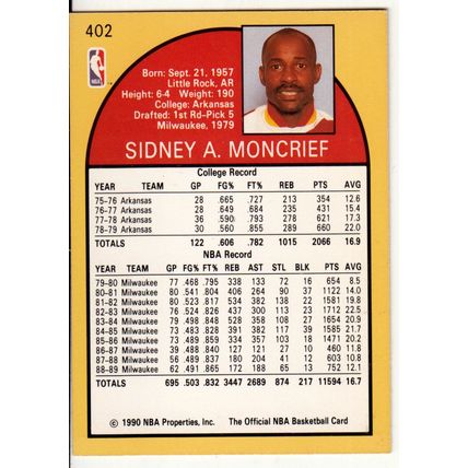 1990-91 Hoops Sidney Moncrief basketball card #402- Hawks