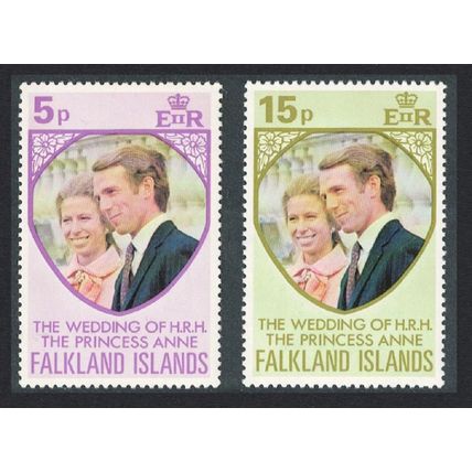 Falkland Is. Royal Wedding Princess Anne 2v 1973 MNH SG#291-292 Sc#225-226