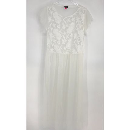 Vince Camuto Sheer White Floral Cover Up Dress with Lace Accents Size L