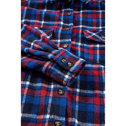 Navy Blue Plaid Flap Pocket Button Up Shacket