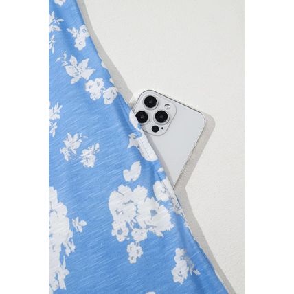 Myosotis Floral Print Half Button Wide Leg Relaxed Sleeveless Jumpsuit