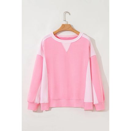 Bonbon 2-tone Color Block Patchwork Drop Shoulder Sweatshirt