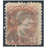 Canada 1875 SG95 3c Dull Red Good+ Used.