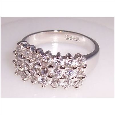 Ring #021 18KWGP cubic zirconia size 9 ladies costume fashion finger jewelry