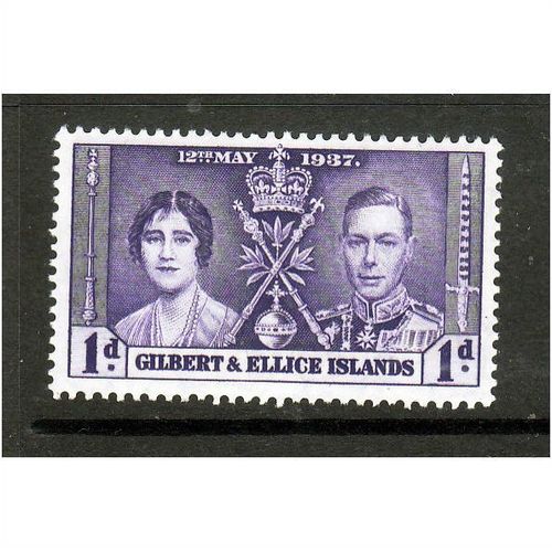 GILBERT AND ELLICE ISLANDS 1937 CORONATION SG 40 1d VIOLET U/M MINT