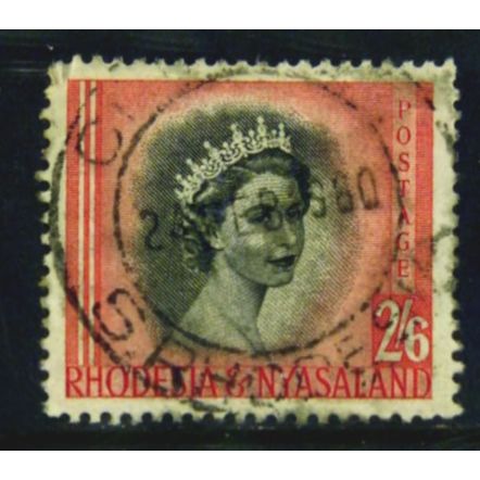 RHODESIA AND NYASALAND 1954 SG 12 2s 6d BLACK AND ROSE RED FINE USED
