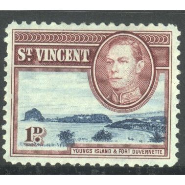 St. Vincent 1937 - SG150 - 1d blue/brown - Youngs Island & Fort Duvernette - MH