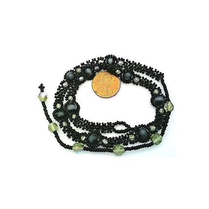 Black Cat Eye Beaded Daisy Chain Choker Necklace
