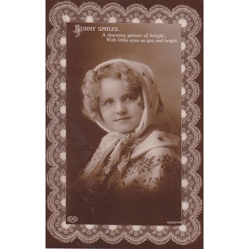 Young Girl Wearing a Head Scarf Sunny Smiles Postcard (CH461)