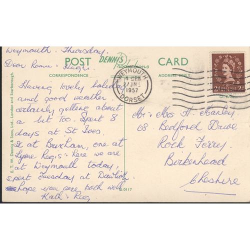 GB Postcard 1957 - Coryton Cove, Dawlish, Devon