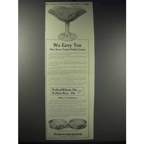 1913 Quaker Puffed Wheat & Rice Ad - We Envy You