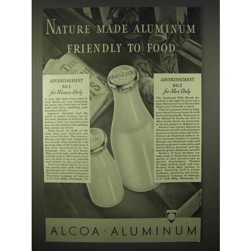 1937 Alcoa Aluminum Ad - Made Friendly To Food