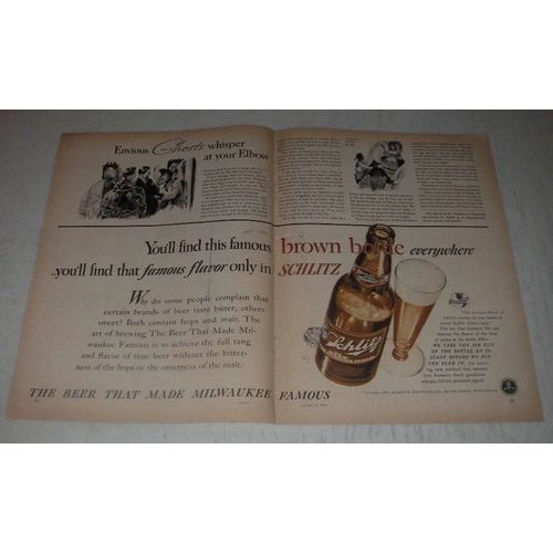 1939 Schlitz Beer Ad - This Famous Brown Bottle