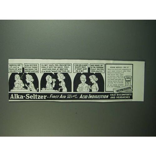 1950 Alka-Seltzer Medicine Ad - First Aid for Relief